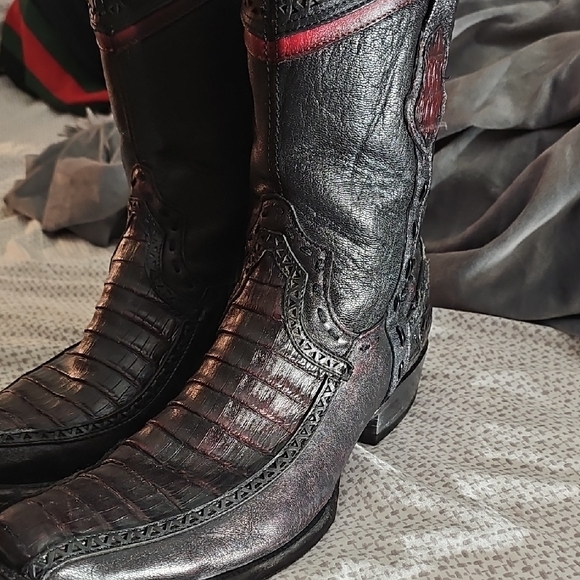 Black And Oxblood Leather Cowboy Boots